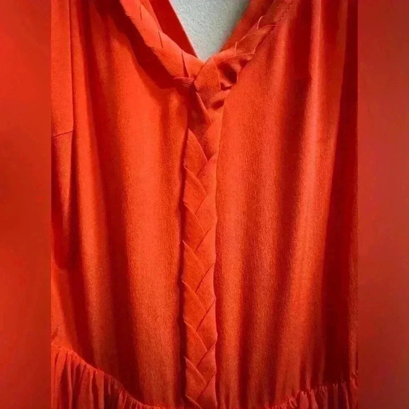 NEW Rebecca Taylor All Tied Up Silk Midi Dress Orange Women’s 0 Elegant Formal - Picture 5 of 9